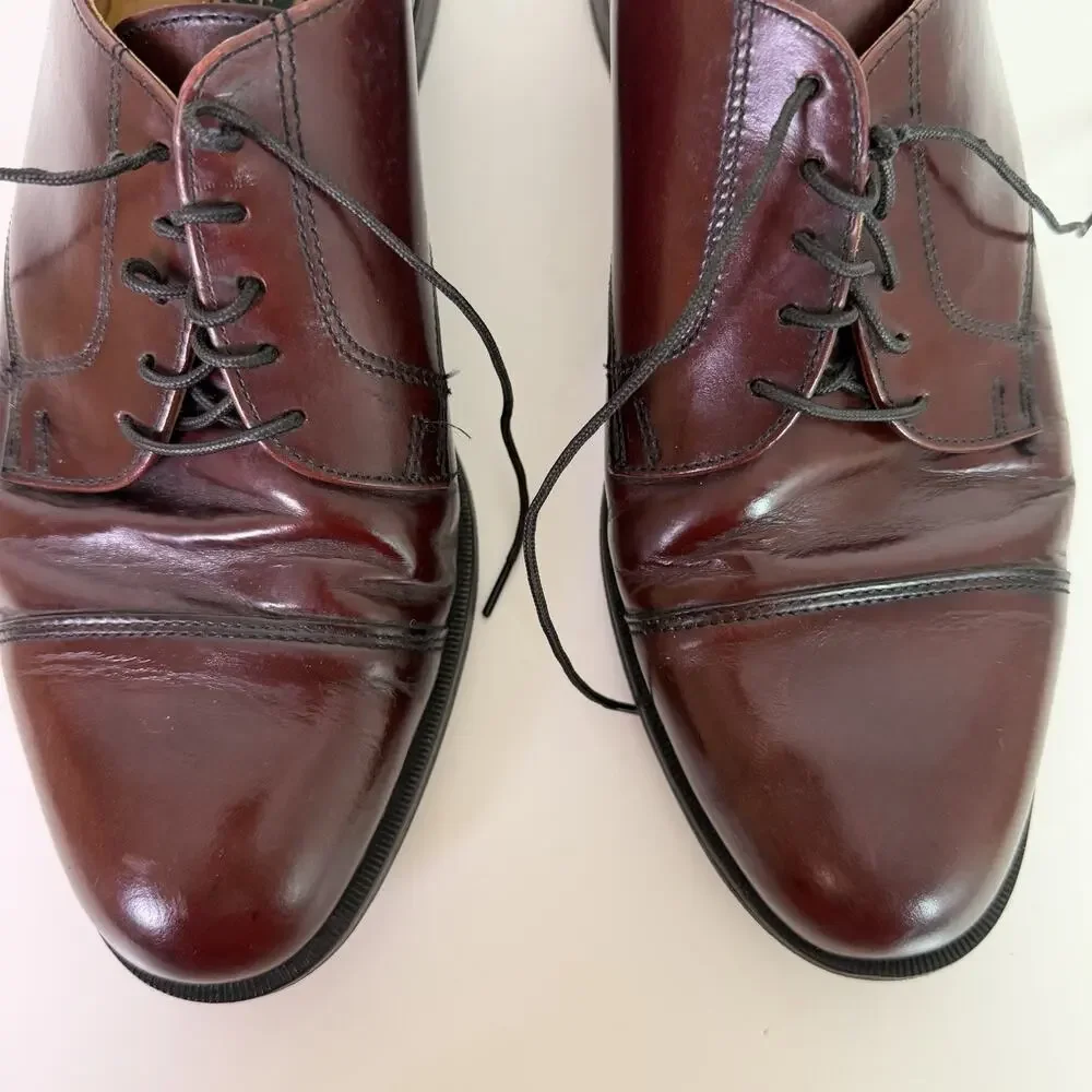 Vintage Cole Haan Burgundy Leather Cap Toe Derby Mens 11D Classic Dress Shoe USA